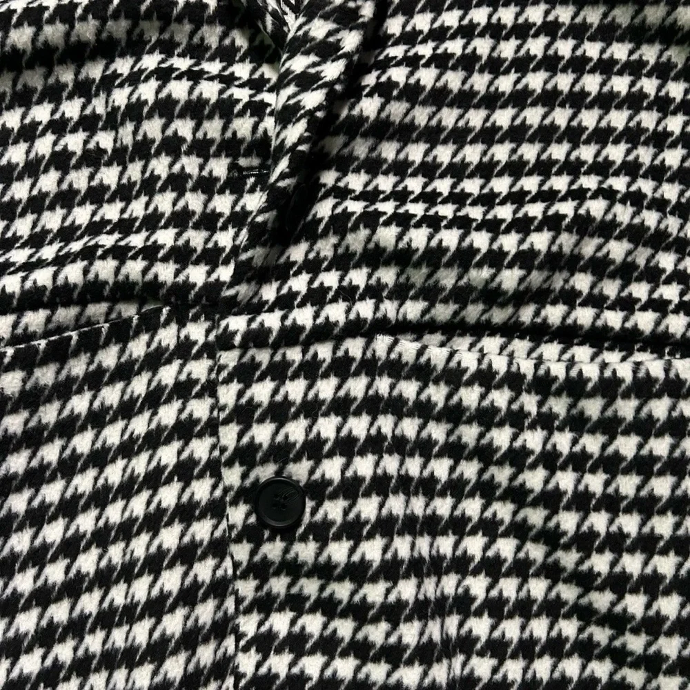 NWT Women’s Old Navy Black White Houndstooth Trench Coat Size XL - Picture 3 of 4